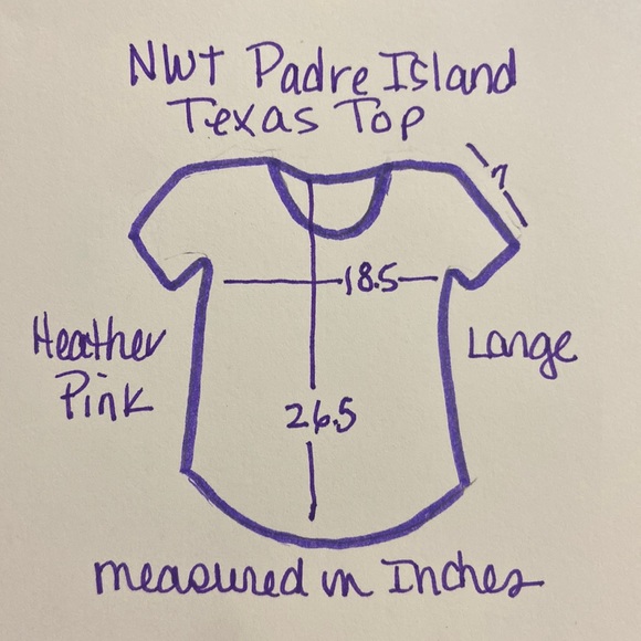 NWOT Padre Island TEXAS V Neck Top. Heather Pink. Size Large - Picture 5 of 6